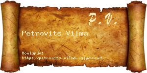 Petrovits Vilma névjegykártya